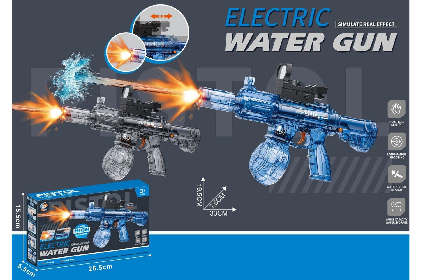 B/O Water Gun 2 Asstd