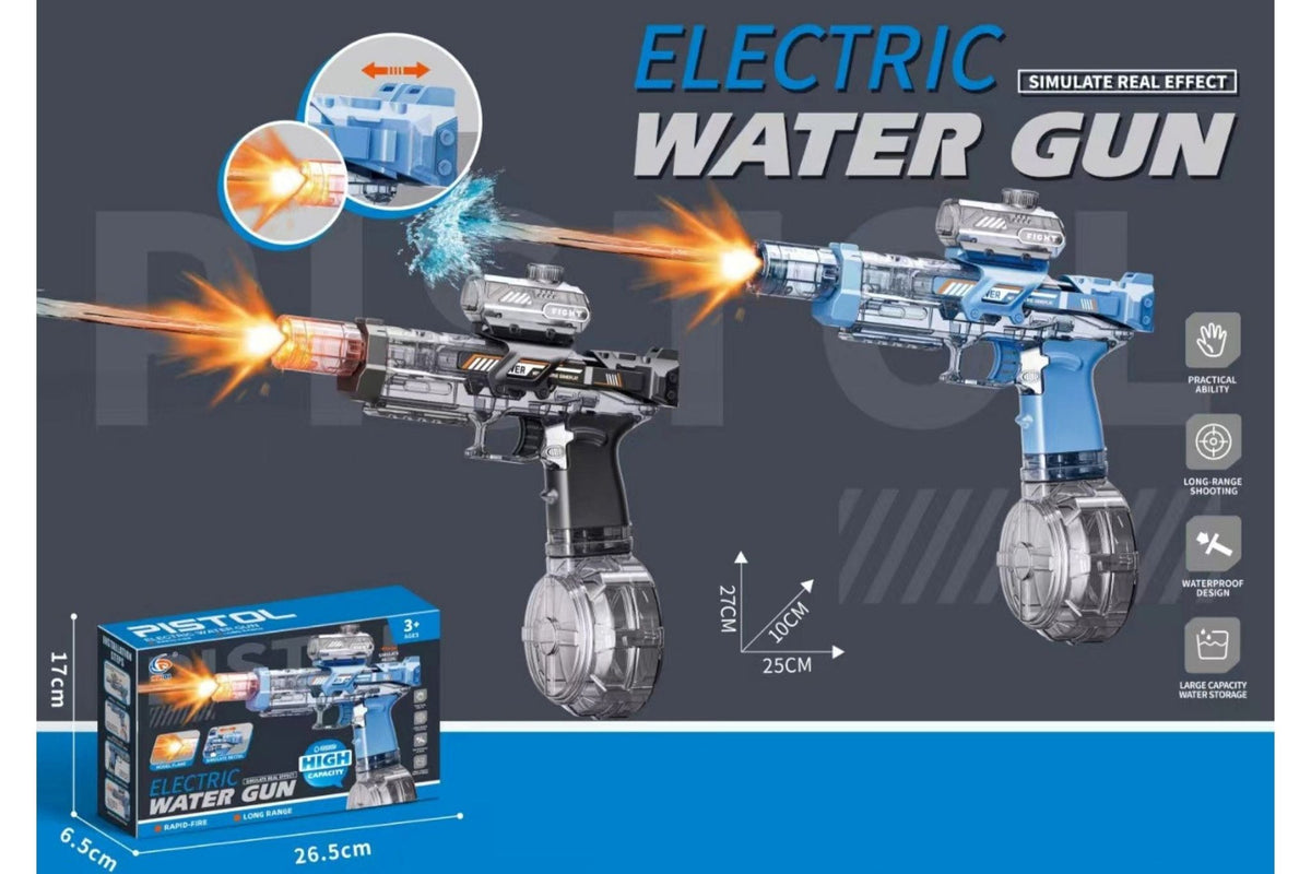 Electric Water Gun w/Light 27x25x10cm B/O 2 Asstd