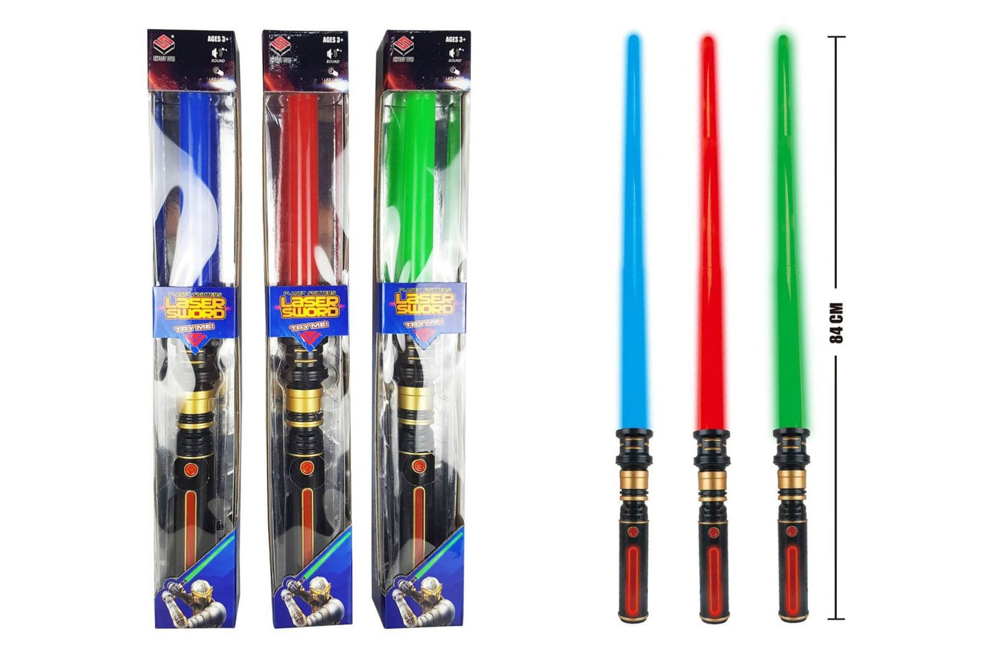 Light Saber w/Light & Sound B/O 3 Asstd