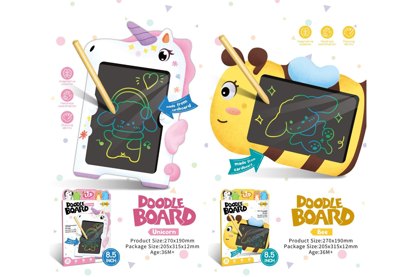 8.5-Inch LCD Drawing Board B/O 4 Asstd