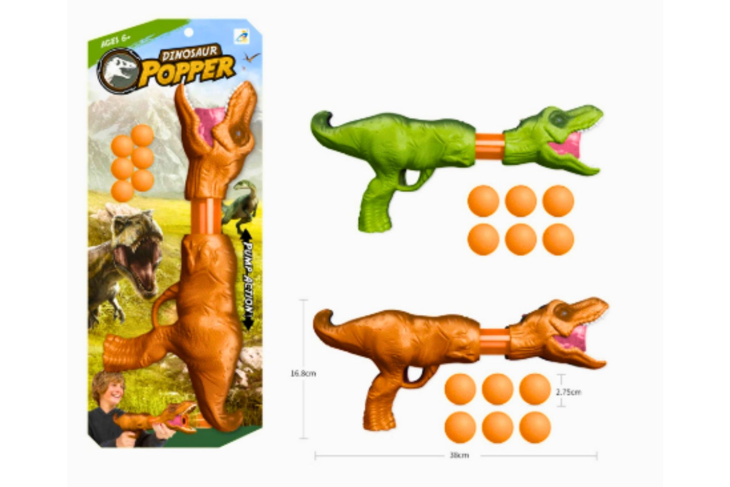 Dinosaur Ball Launcher 2 Asstd 48x19.5x8cm