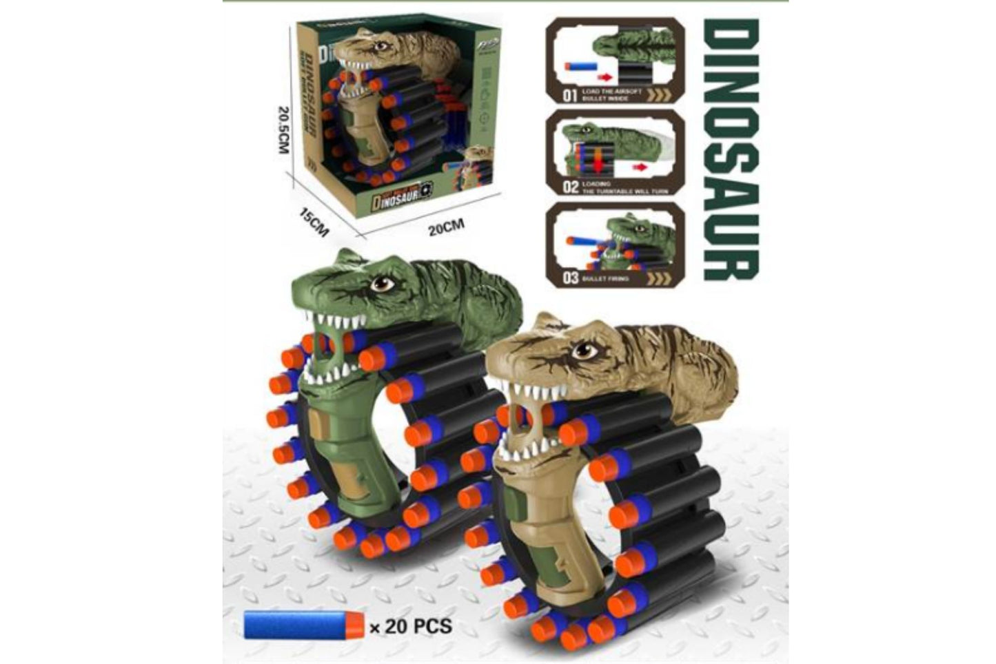 Dinosaur Foam Bullet Launcher 20x15x20.5cm