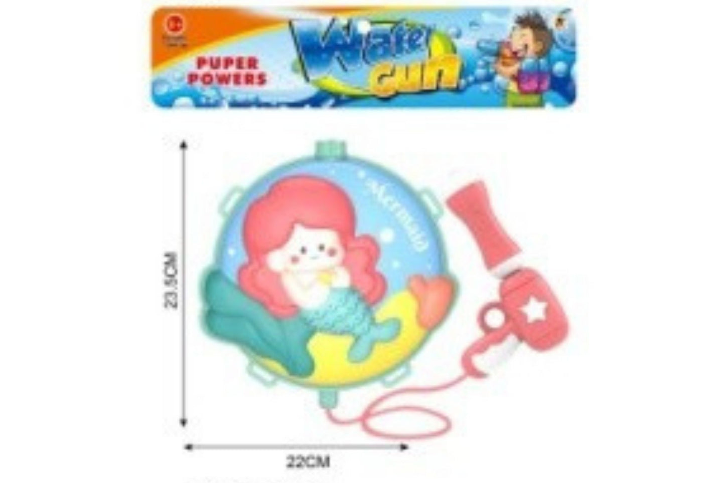 Mermaid Backpack Water Gun 2.5L 31.5x7.5x6.5cm