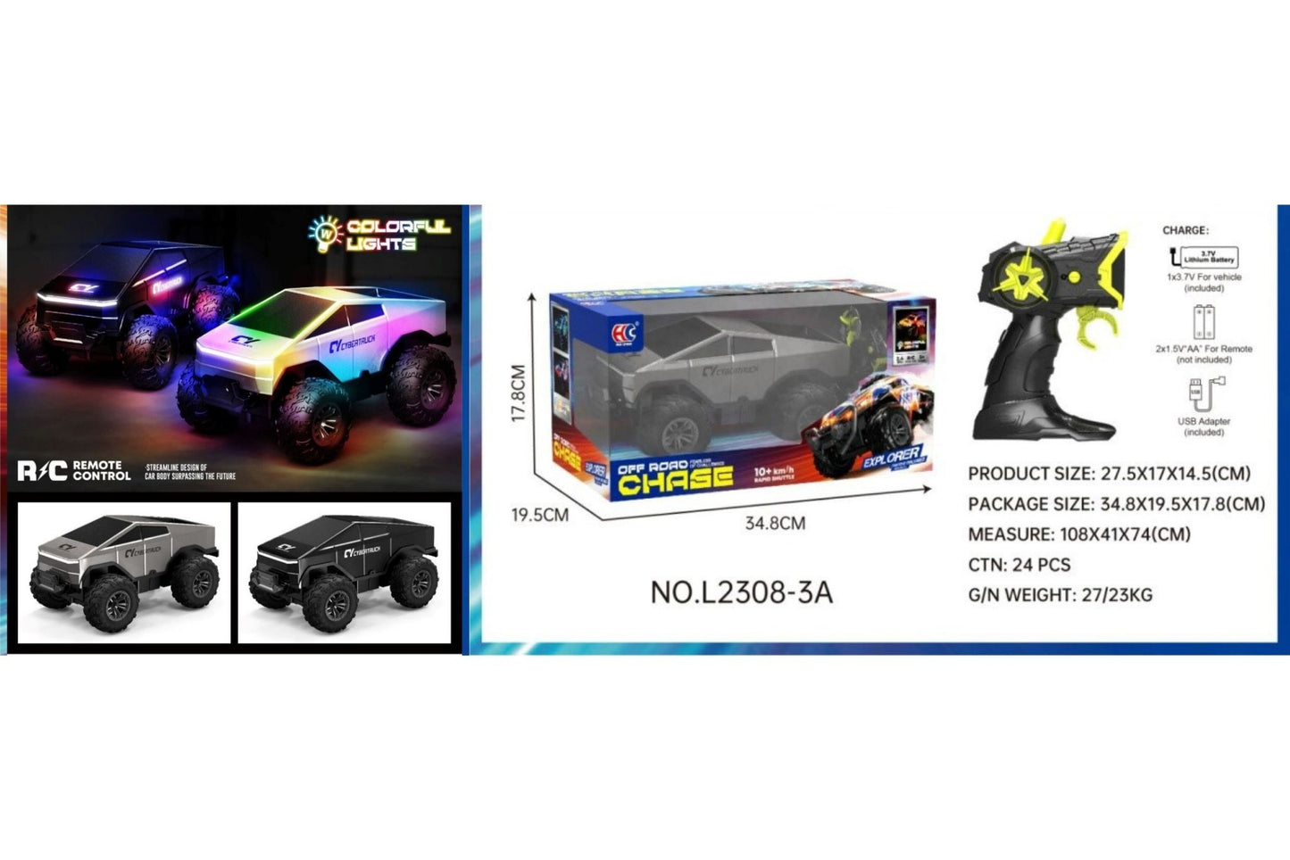 5-Ch R/C Truck w/Light 35x18x20cm