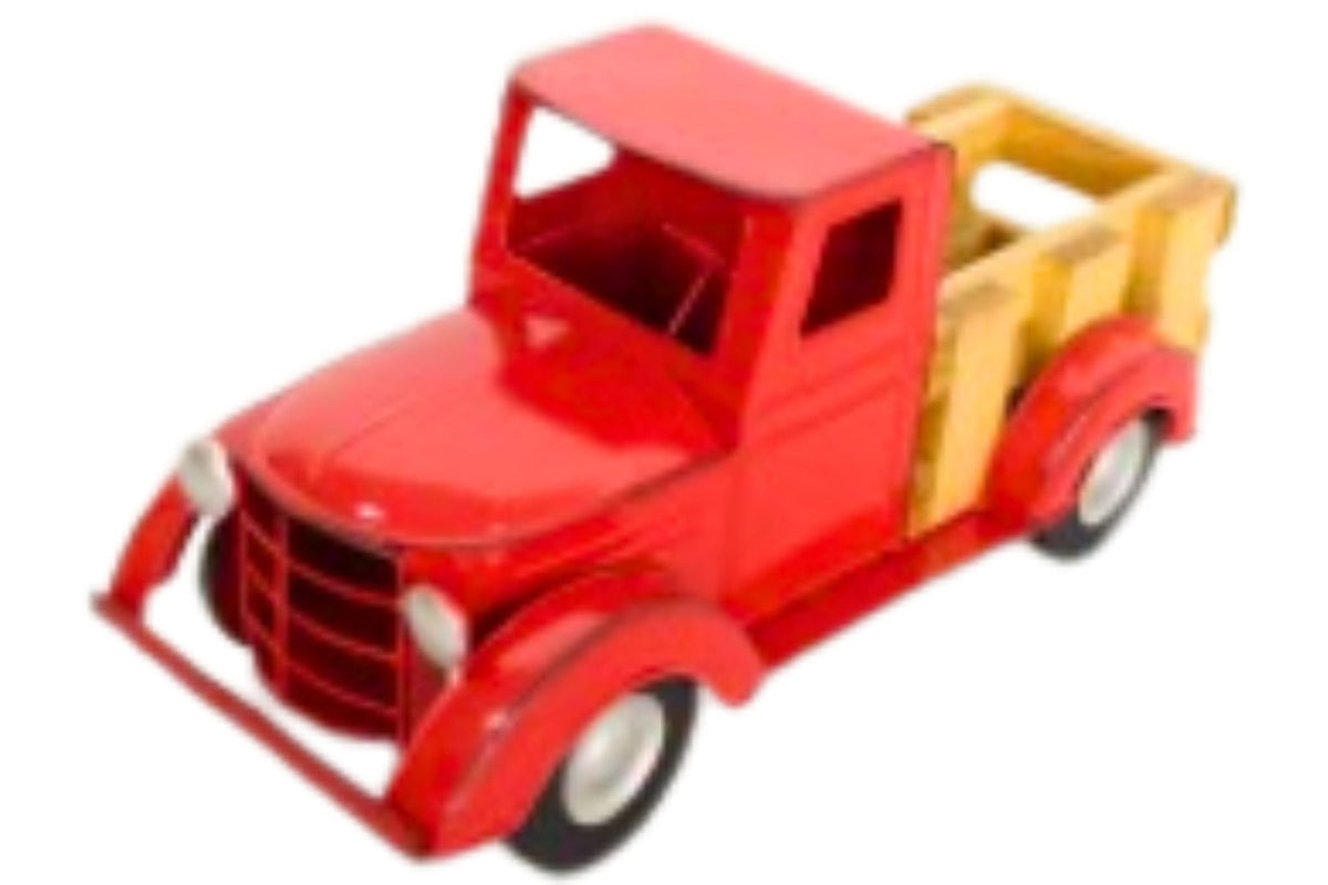 Metal Pickup Truck w/Wooden Crate Red 46x20x23cm