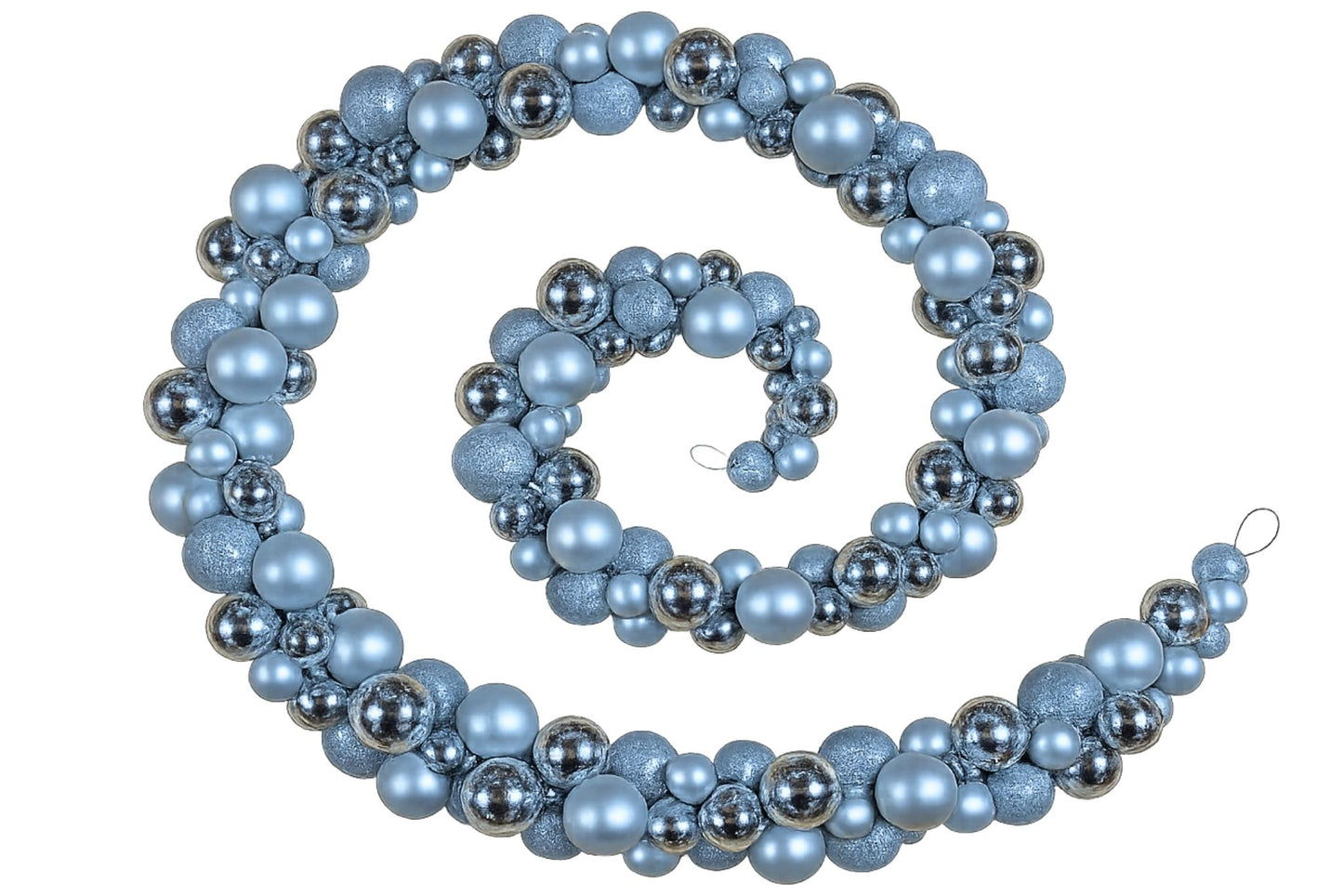 Xmas Bauble Garland Silver 1.8m 3-5cm Baubles