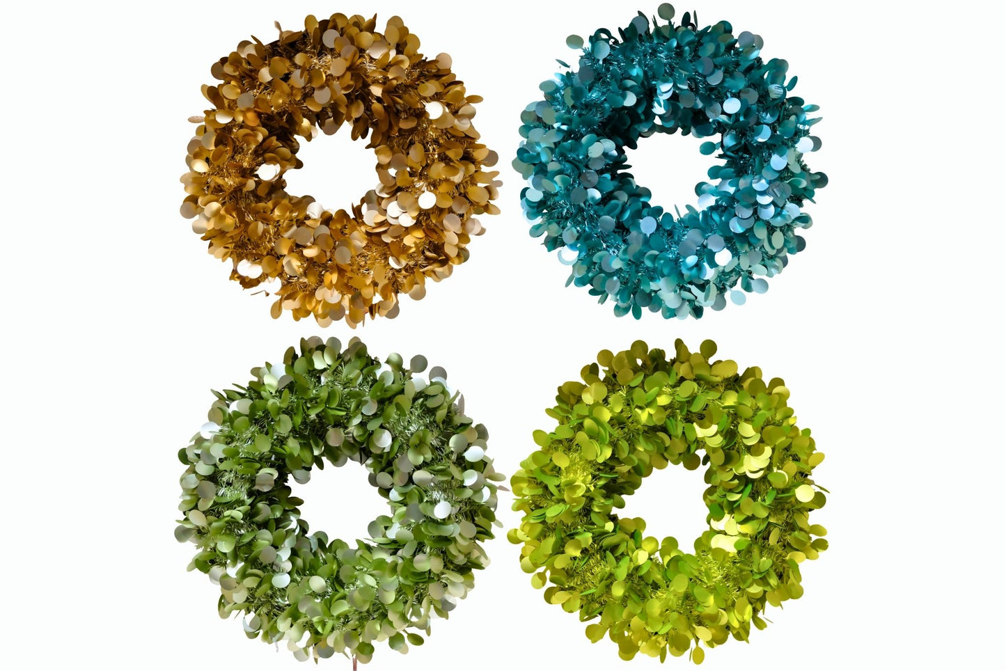 Tinsel Wreath Dotted 40cm 4 Asstd