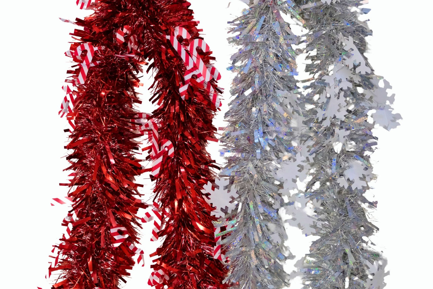 Tinsel Metallic Red w/Candy Cane 9cm x 2m