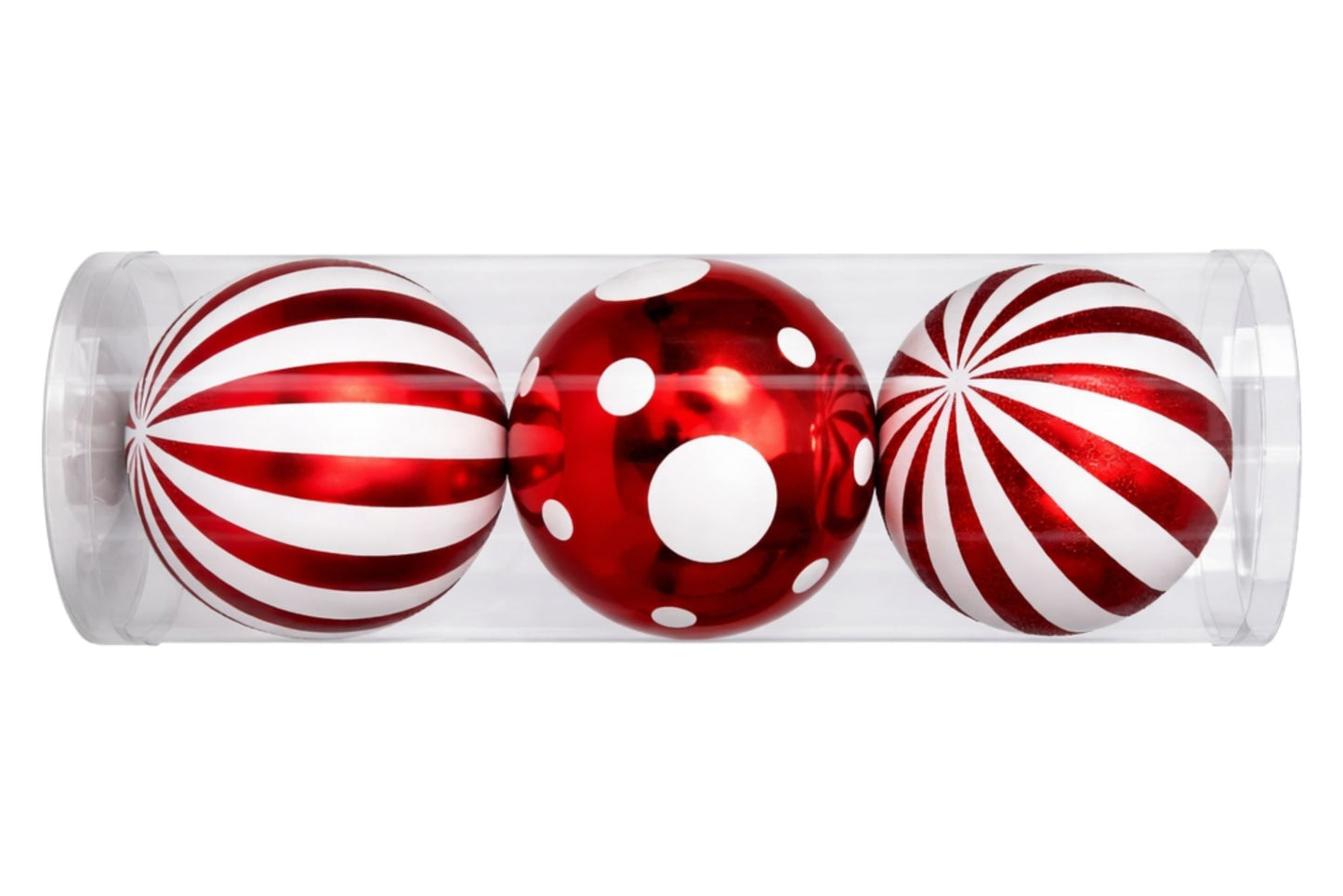 Xmas Baubles Red/White 15cm Pk3