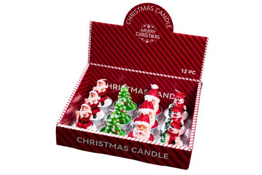 Xmas Candle Santa & Snowman 5.5x4cm 4 Asstd