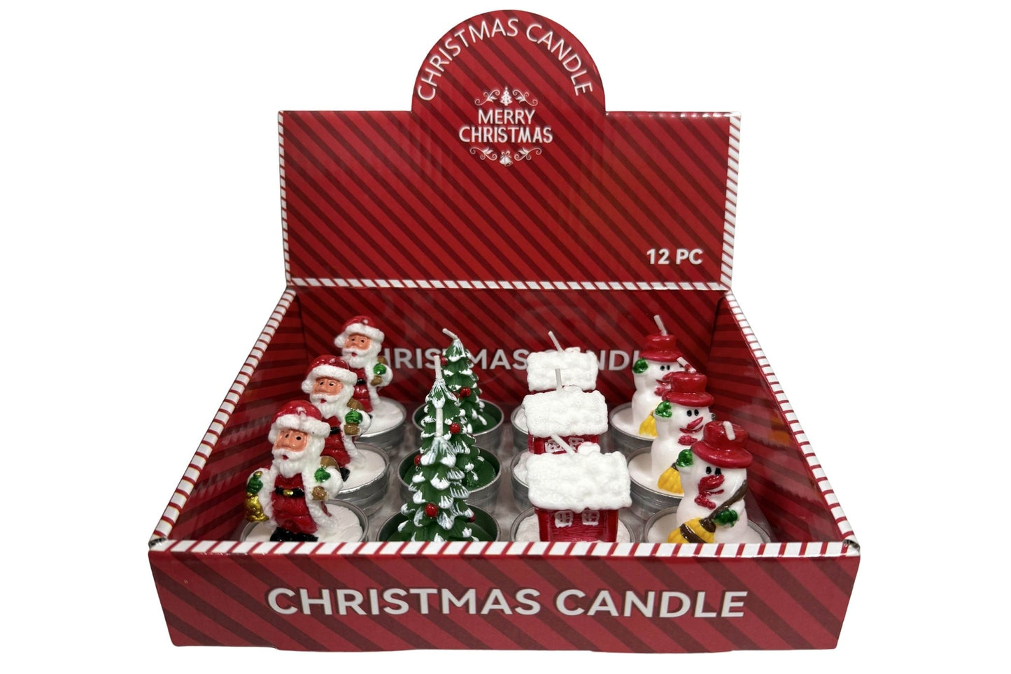Xmas Candle Xmas Characters 5.5x4cm 4 Asstd