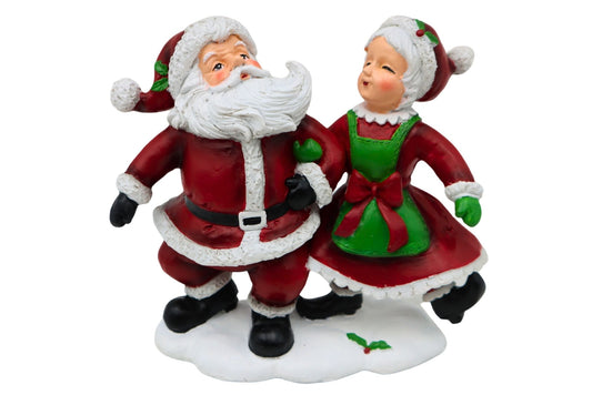 Resin Santa and Mrs Claus Dancing 15.5x8.5x17.5cm