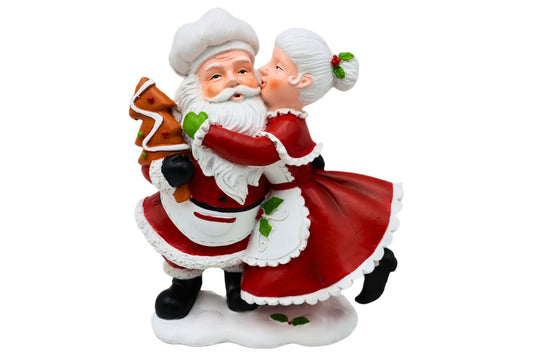 Resin Cooking Santa and Mrs Claus Dancing 21x8.5x18cm
