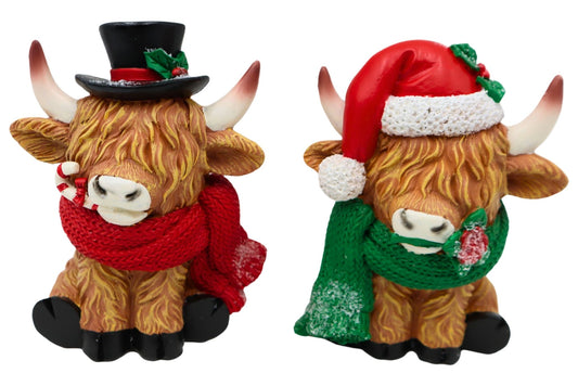 Sitting Highland Cow 2 Asstd 15x9.2x11.5cm