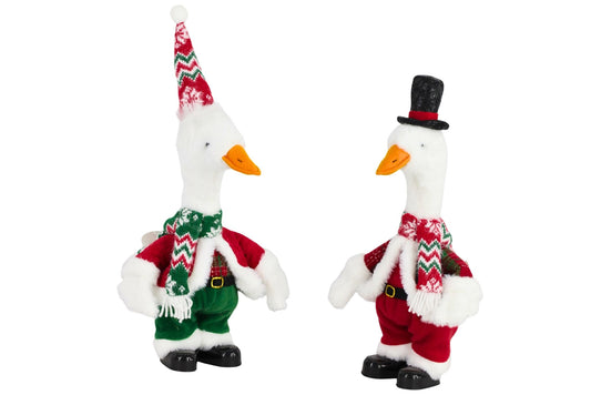 Animated Xmas Duck w/Music 2 Asstd B/O 50x23x15cm