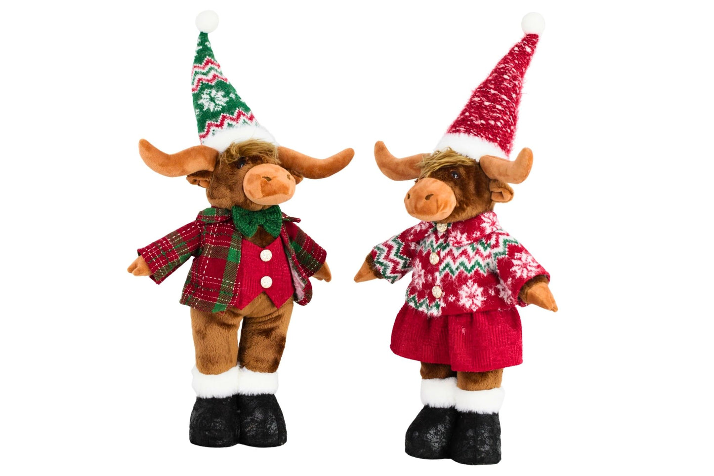 Standing Xmas Highland Cow Plush 2 Asstd 50x25x15cm