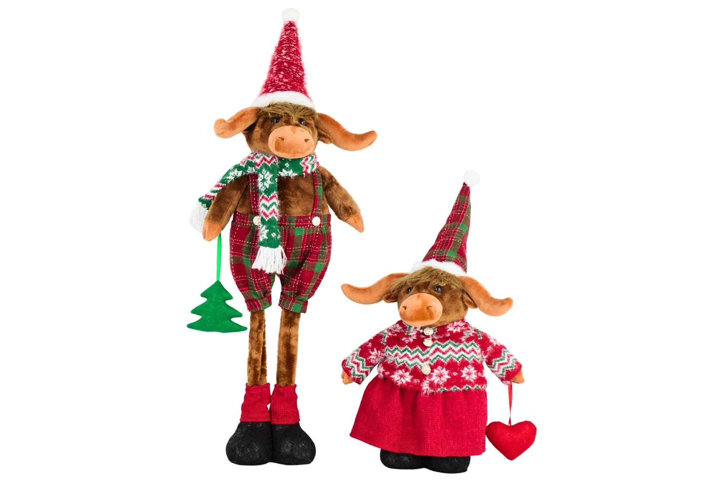 Standing Xmas Highland Cow Plush Telescopic 2 Asstd 86x30x23cm