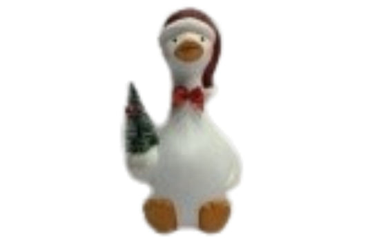 Xmas Sitting Duck Holding Tree 17x9.5x9.5cm