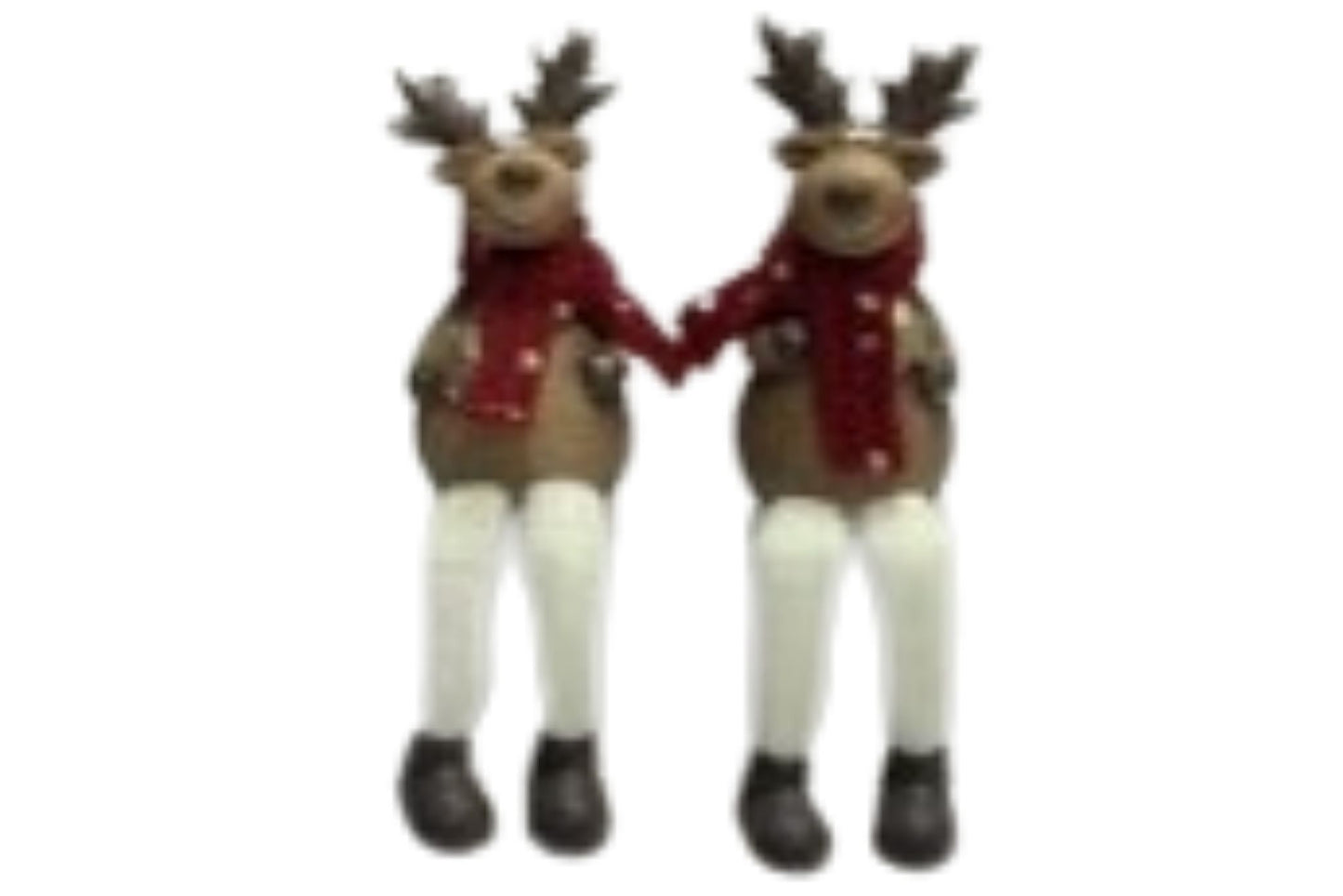 Xmas Sitting Reindeer w/Dangling Legs 2 Asstd 11x5.5x6cm