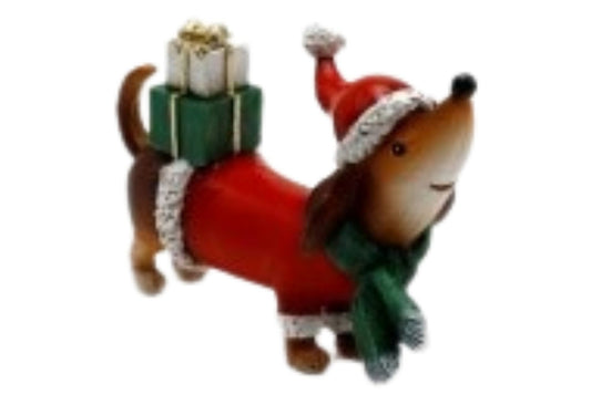 Xmas Dachshund w/Presents 9.7x5.9x15.6cm