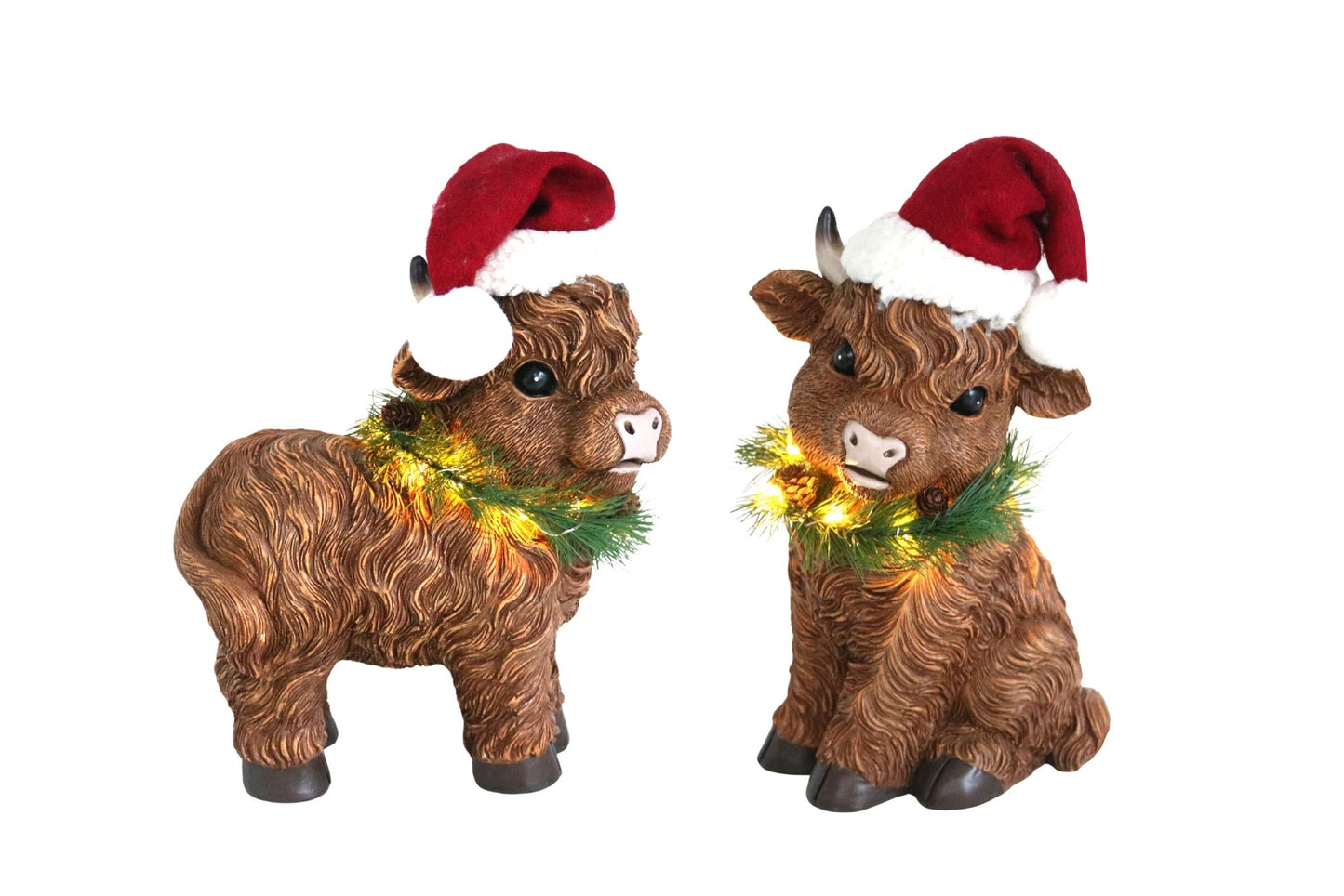 Xmas Highland Cow 2 Asstd 25x12.5x12.5x22.5cm