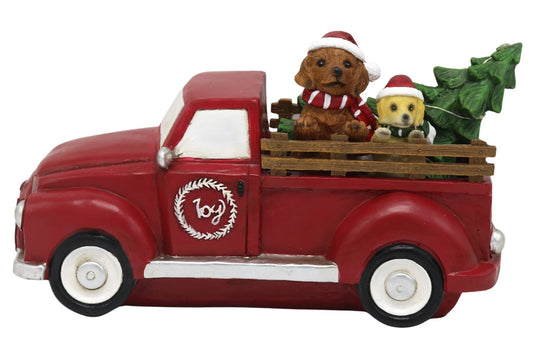 Xmas Dogs on Truck w/LED 16x13.5x13.5x29.5cm B/O