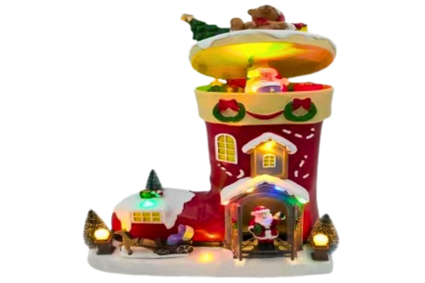 Animated Xmas Boot w/Light & Music 26x14x34cm B/O or USB