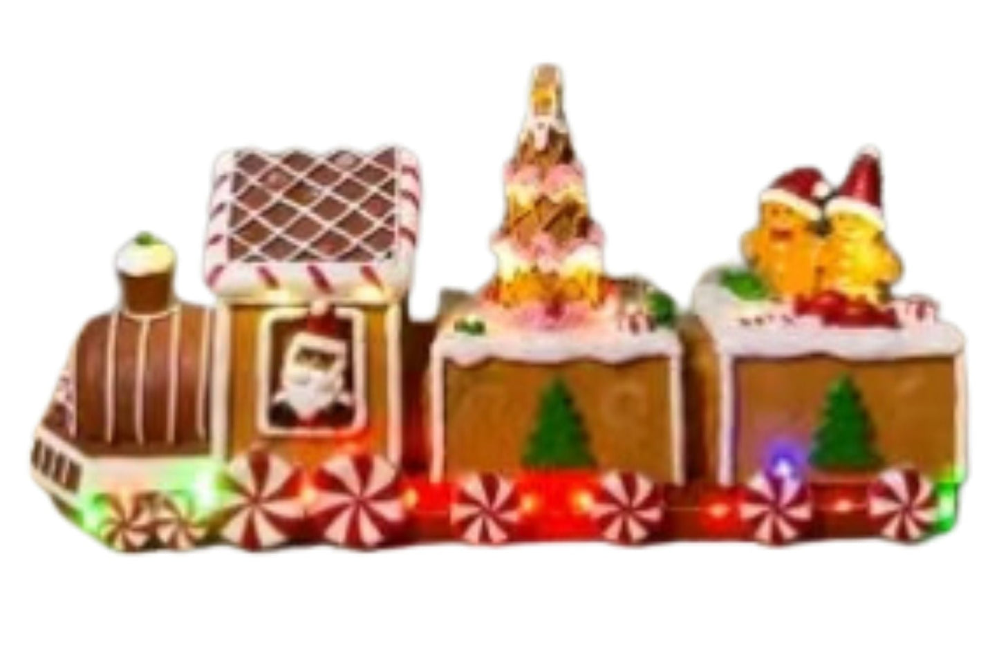 Animated Xmas Gingerbread Train w/Light & Music 33x9x16.5cm B/O or USB