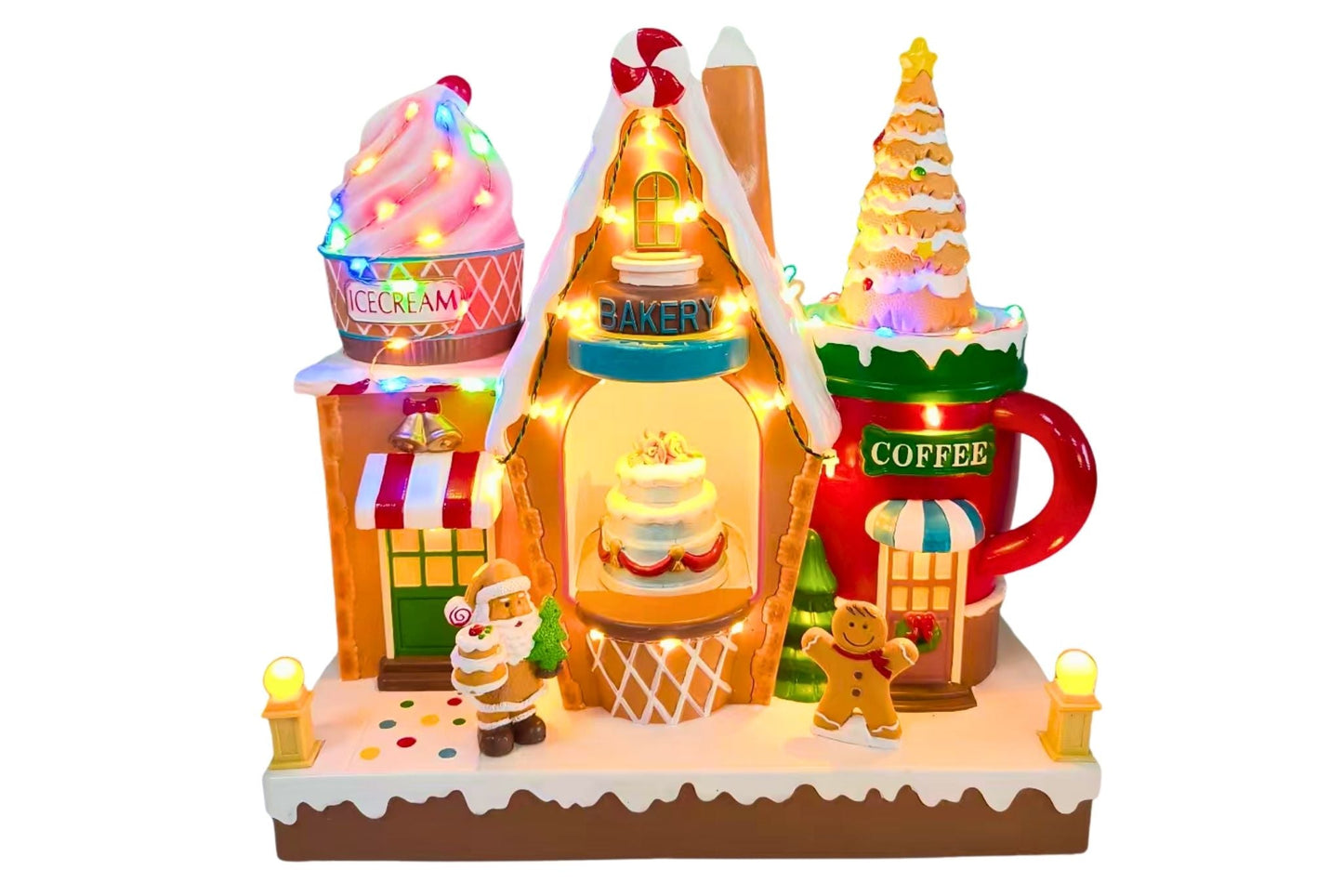 Animated Gingerbread Shop w/Light & Music 29.5x13x29.5cm B/O or USB
