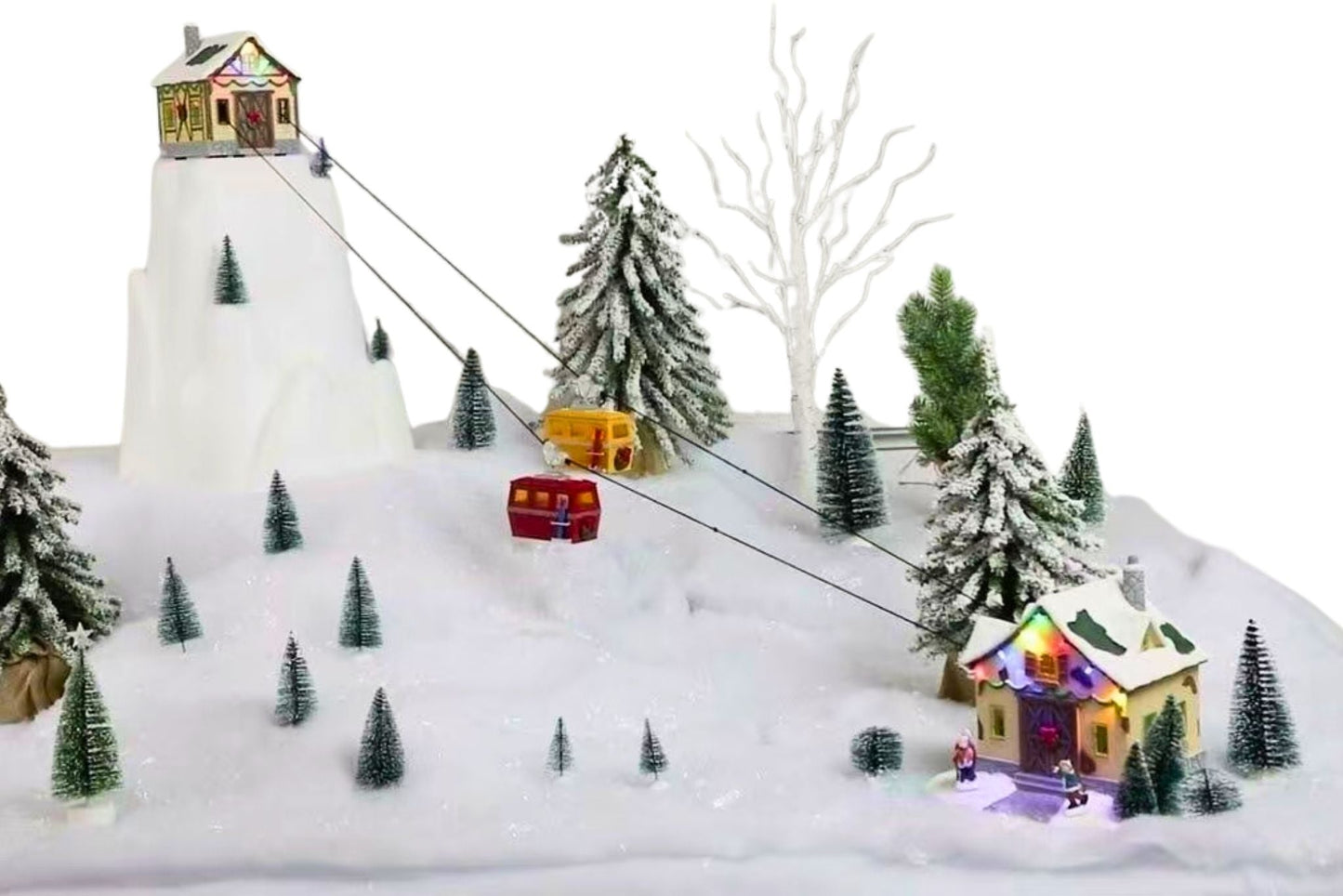 Animated Cable Car Set w/Light & Music 22.5x19.5x20cm/32.5x31.5x53cm B/O or USB
