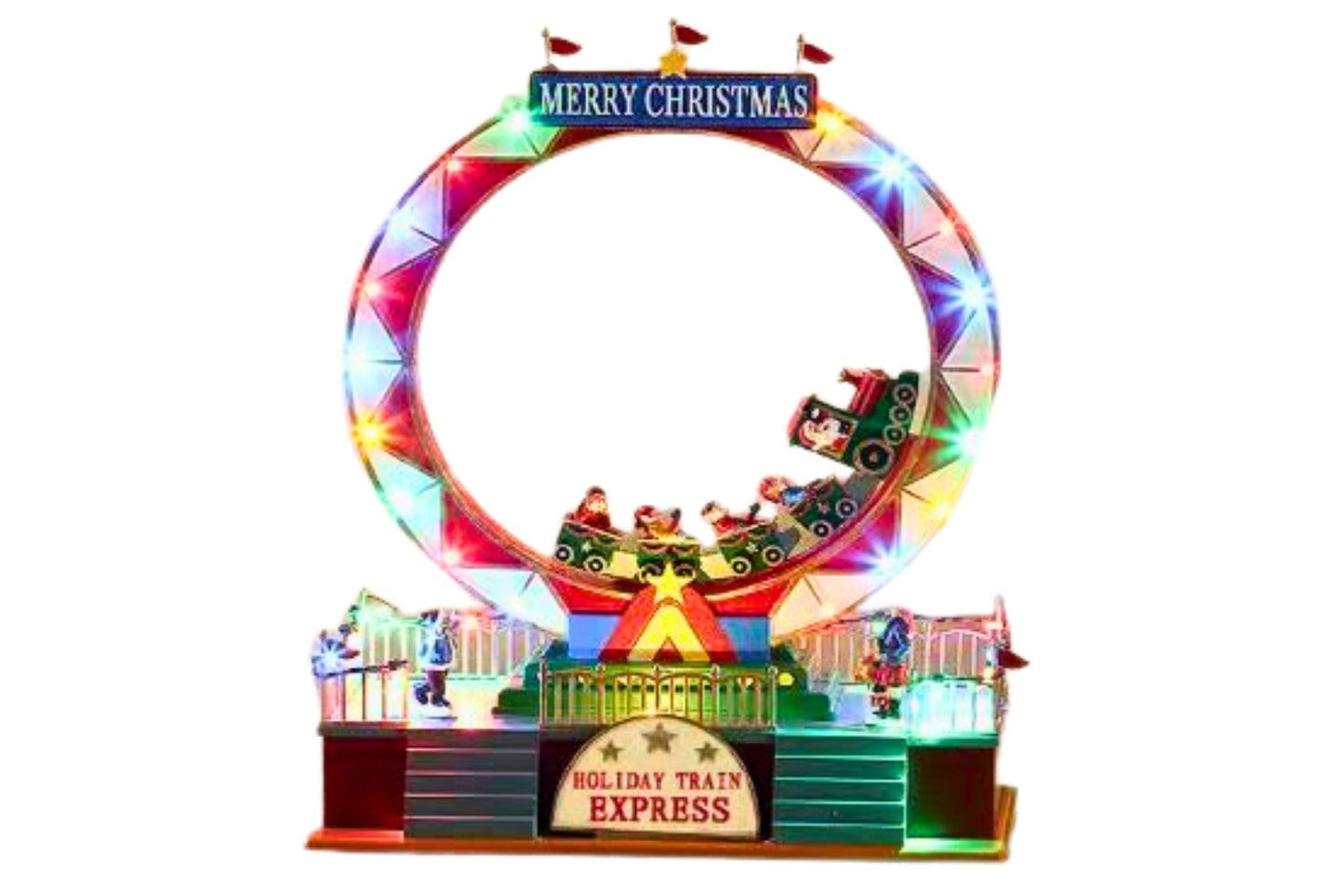 Animated Xmas Roller Coaster w/Light & Music 24.3x15.5x32cm B/O or USB