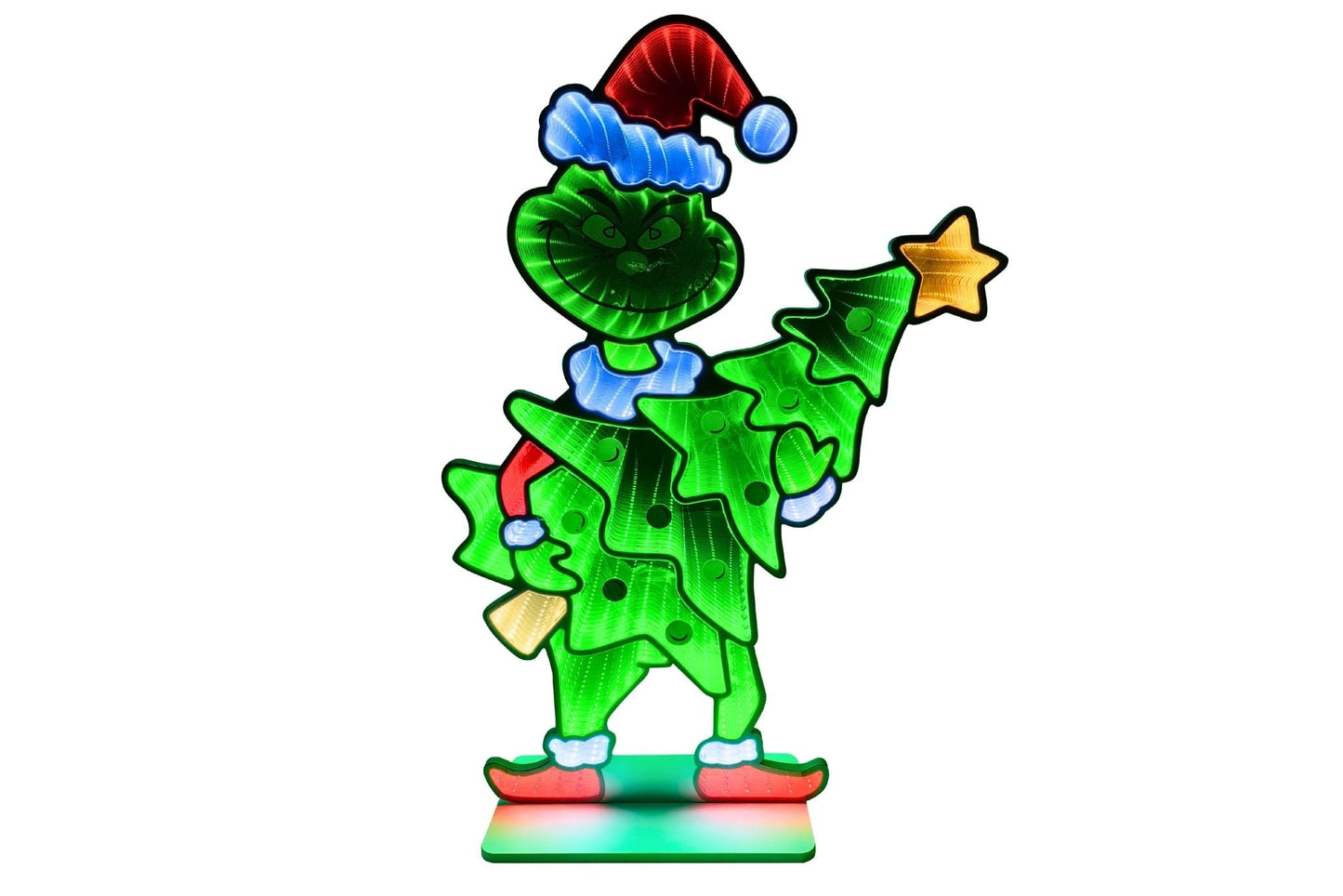 Grumpy Green Holding Xmas Tree Mirror Light 50x48cm