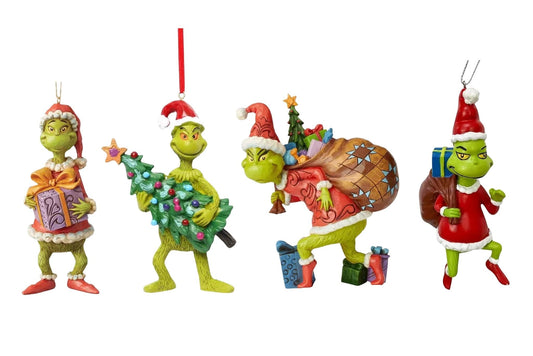 Xmas Hanging Ornament Grumpy Green 10cm 4 Asstd