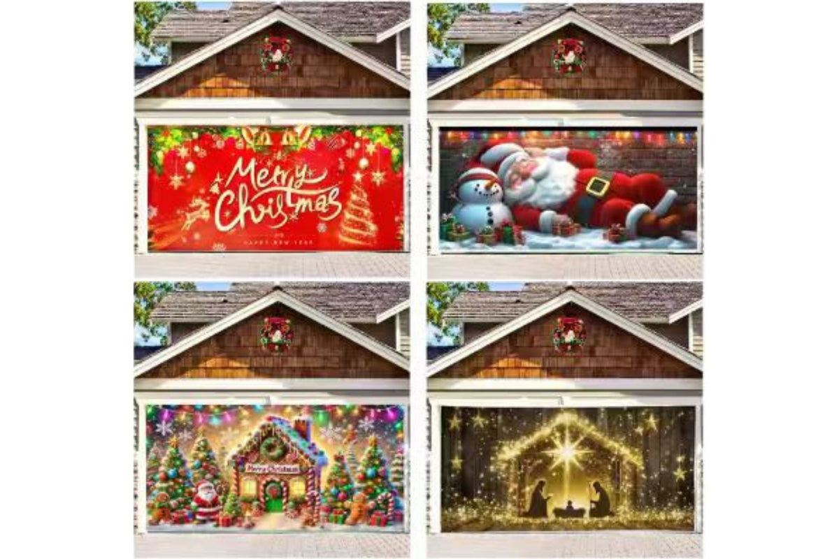Xmas Garage Curtain 1.8x4m 4 Asstd