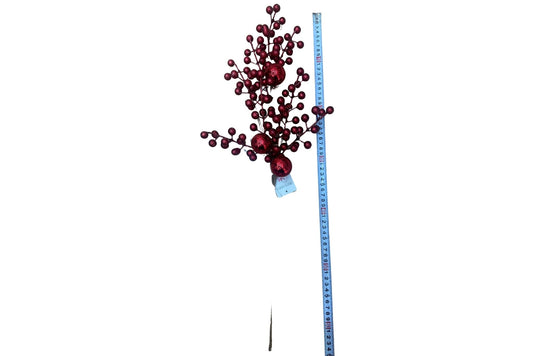 Red Berry & Bauble Spray Pick 63cm