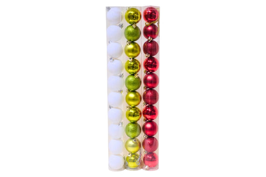 Xmas Baubles 5cm Pk10 3 Asstd PDU