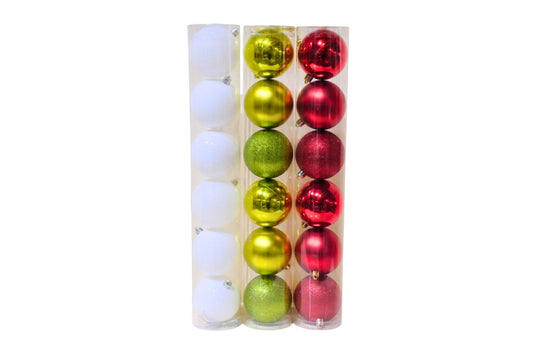 Xmas Baubles 8cm Pk6 3 Asstd PDU