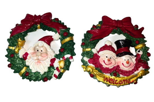 Christmas Wreath Fridge Magnet 7.5cm 2 Asstd