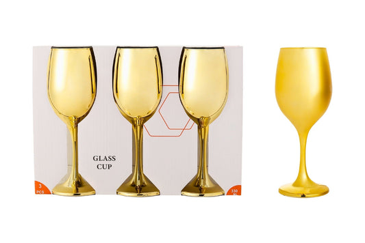 Wine Glasses Gold 180ml Pk3