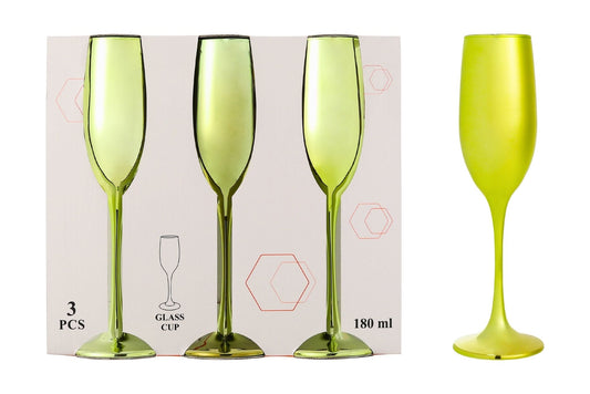 Champagne Glasses Green 180ml Pk3