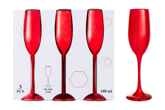 Champagne Glasses Red 180ml Pk3