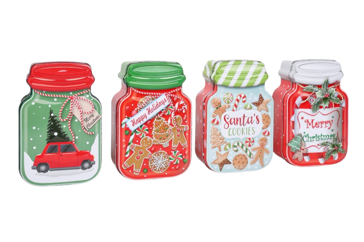 Metal Christmas Bottle Gift Box 15x9.8x5.8cm 4 Asstd