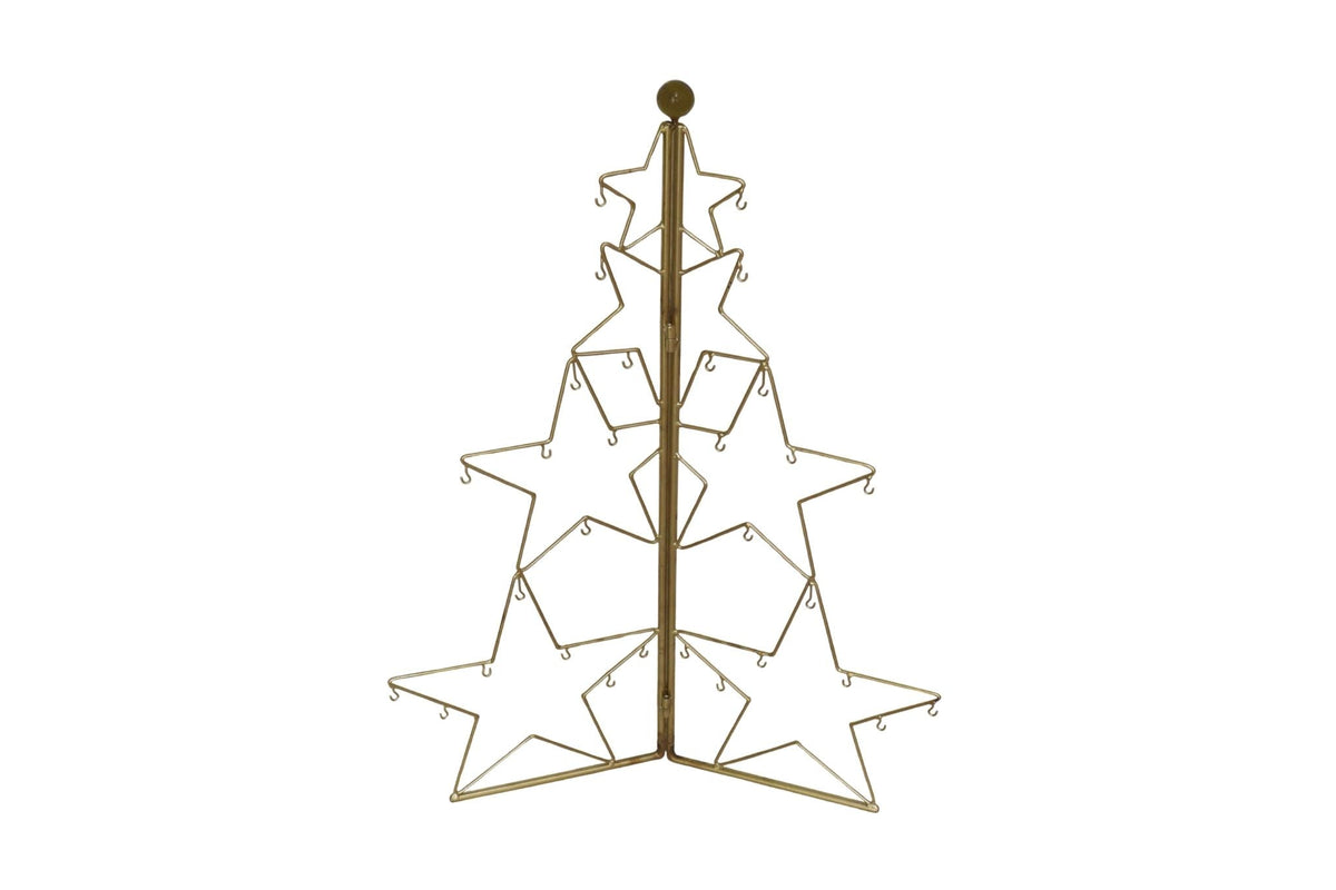 Metal Gold Wireframe Star Tree Foldable 100x0.5x150cm