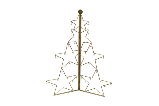 Metal Gold Wireframe Star Tree Foldable 100x0.5x150cm
