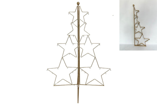 Metal Gold Wireframe Star Tree Foldable 73x0.5x111cm