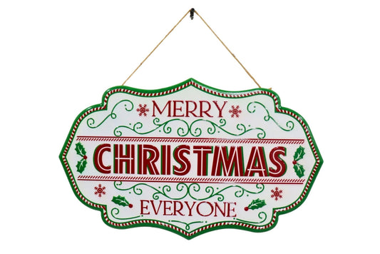 Metal Wall Xmas Sign Farm Home/Merry Christmas 47x29cm