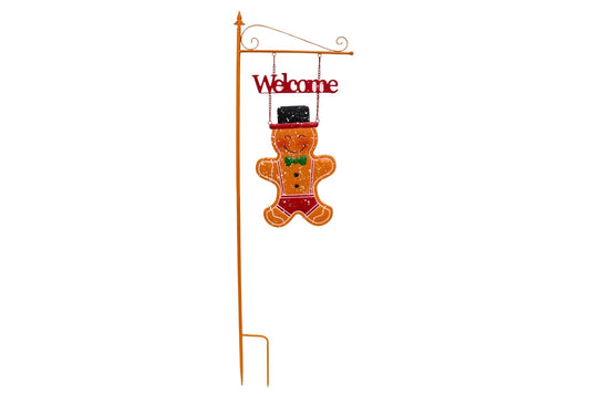 Metal Gingerbread Welcome Garden Stake 39x135cm