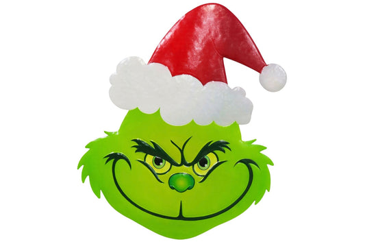 Metal Wall Hanging Grumpy Green Face 37x46cm