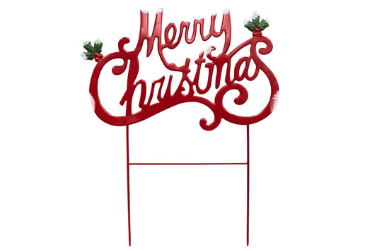 Metal Merry Christmas Sign Garden Stake 50x63cm