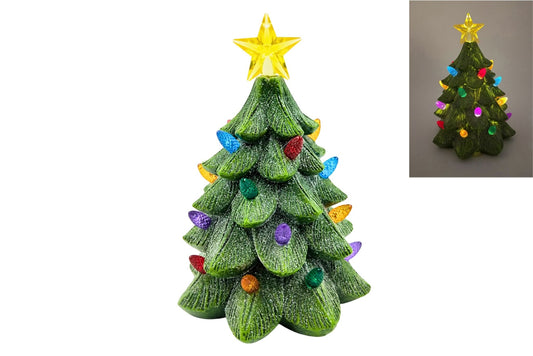 Resin LED Light Up Tree B/O 10.5x10.5x15.5cm